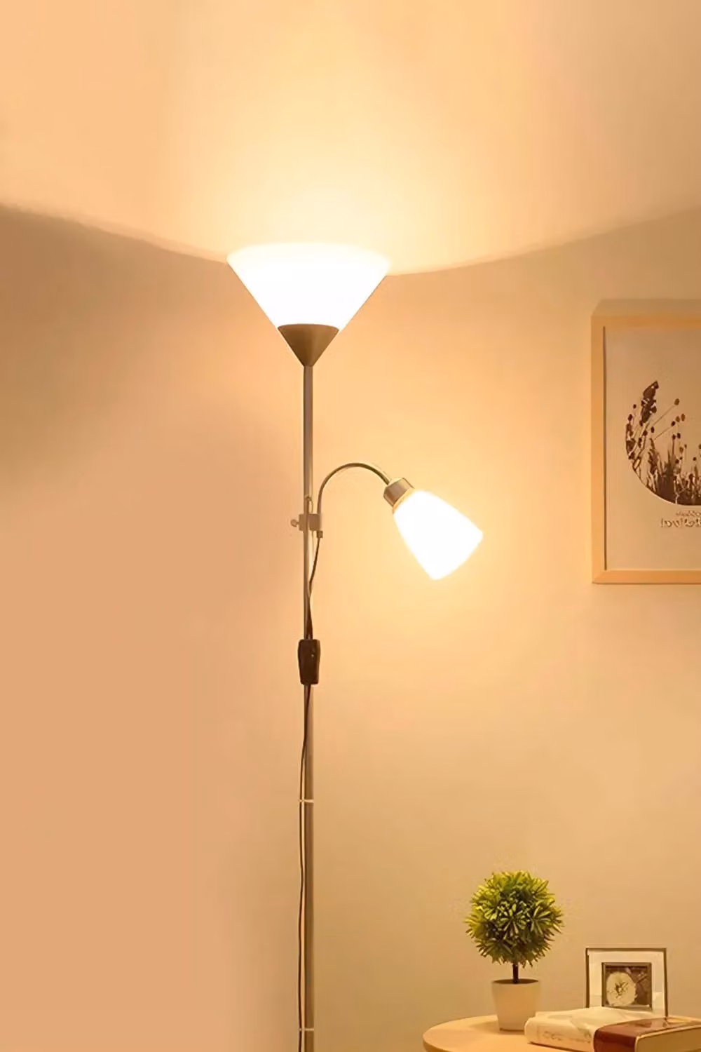 Living and Home Modern 2 Head Adjustable Standing Floor Lamp in Black and Multicolour, H 175 cm x W 23 cm – 3