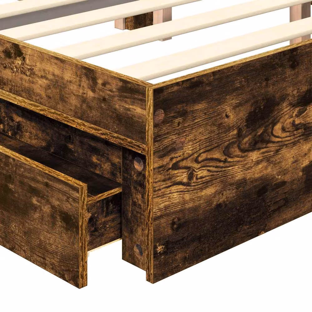 Berkfield Home Modern Storage Bed with Drawers in Smoked Oak Brown, W/D/H: 180 x 200 cm – 4