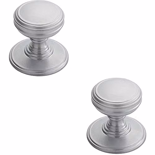 Loops 2 Pack Ringed Tiered Cupboard Door Knobs in Satin Chrome, 38mm Diameter