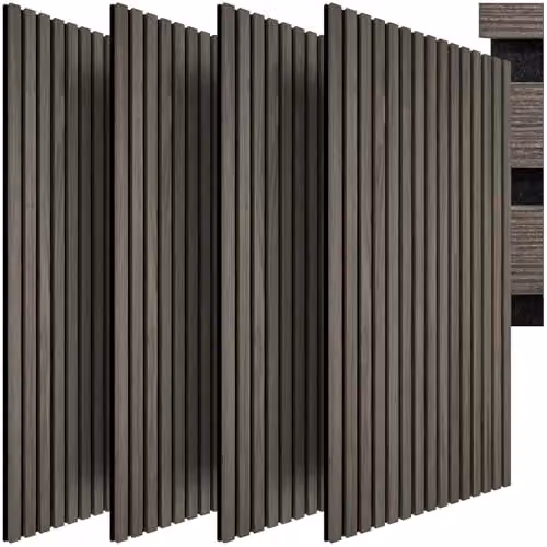tectake Set of 4 Acoustic Wall Panels with Real Wood Veneer and MDF, Grey, W: 120 cm, D: 60 cm, H: 2.1 cm – 1