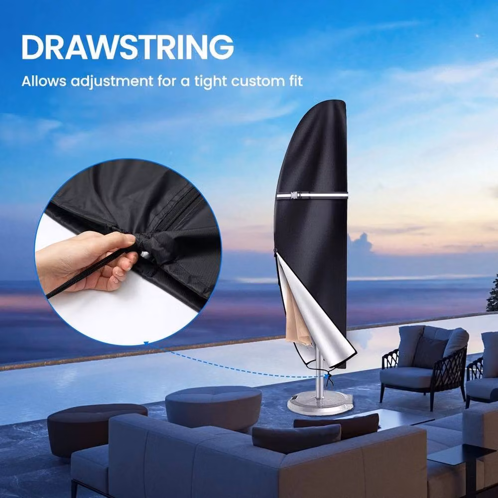 EONLION Waterproof Black Polyester Cantilever Banana Umbrella Parasol Cover, Diameter: 100 cm – 5