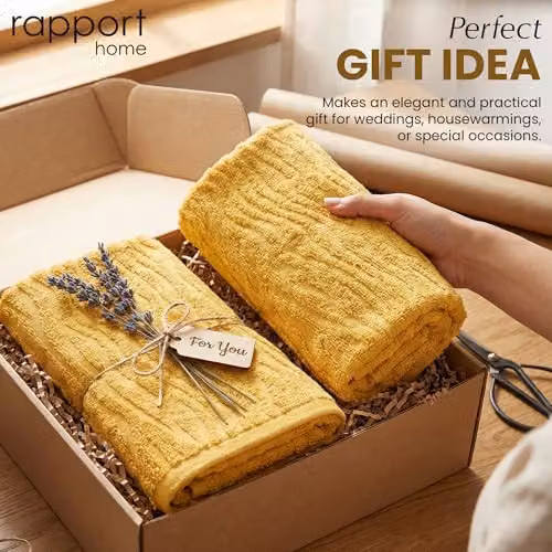 Rapport Home Safari 2-Pack Mustard Yellow Cotton Bath Towels, W/H: 70 x 120 cm – 5