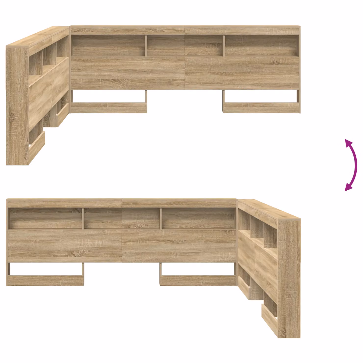 Berkfield Home Storage Headboard with Integrated Shelf in Sonoma Oak and Brown, Width: 180 cm – 3