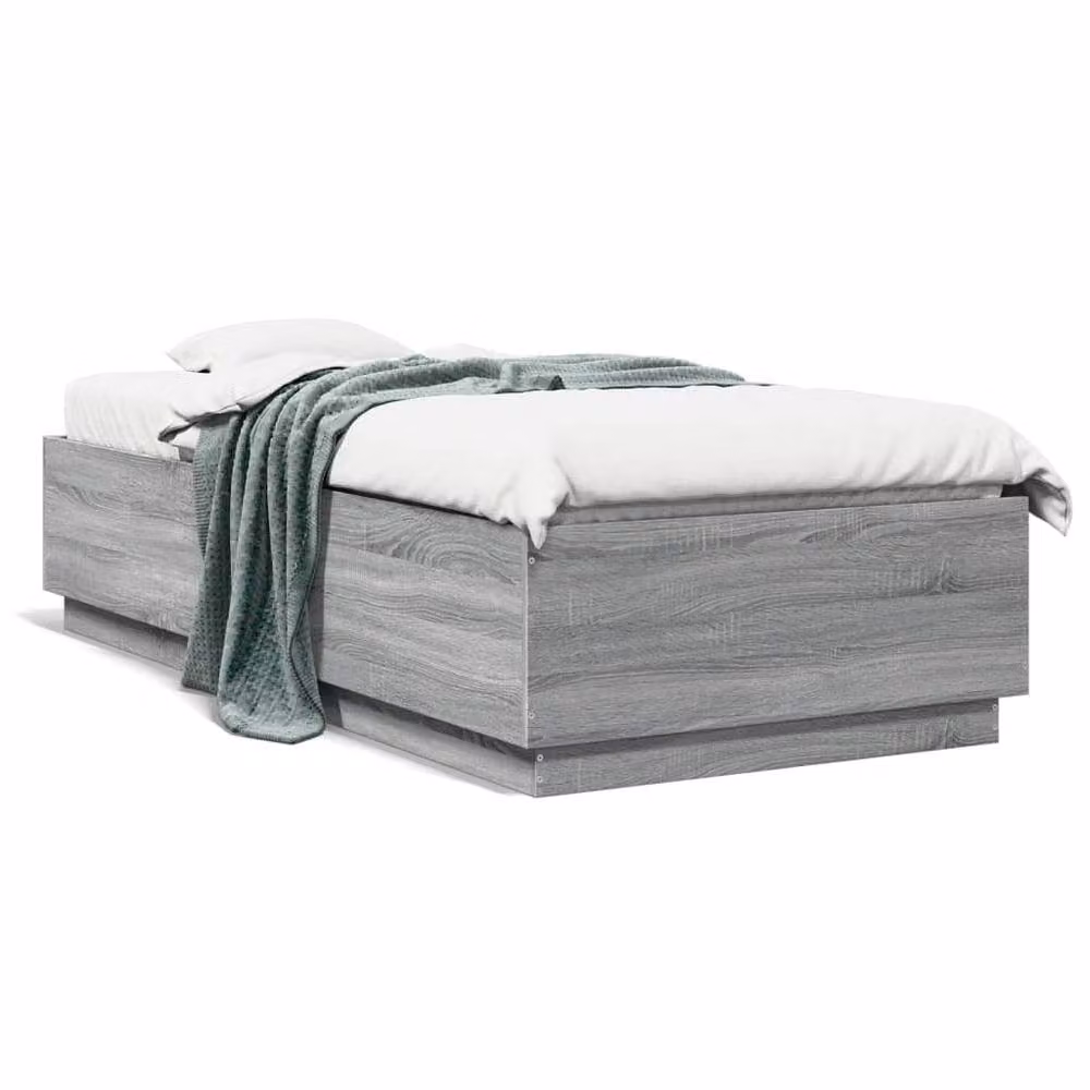 Berkfield Home Durable Bed Frame with LED Lighting in Grey Sonoma, W/D/H: 90 x 40 x 203 cm – 4