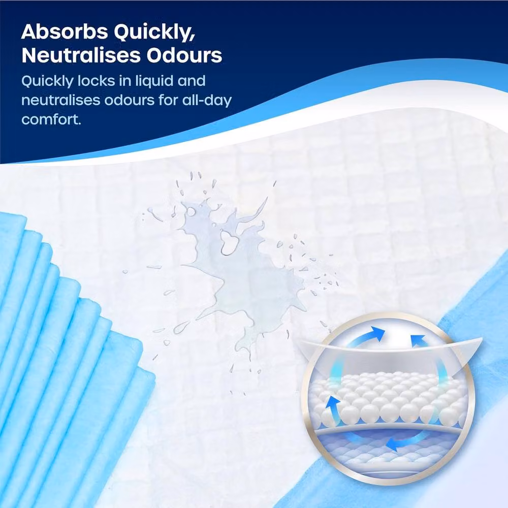 Volila 10 Pack Triple Layer Incontinence Bed Pads in Aqua Blue, W/D/H: 160 x 80 cm – 7