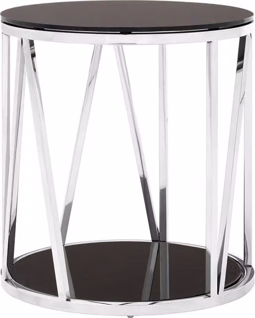 Orsina Modern Round Glass Side Table in Silver – 1