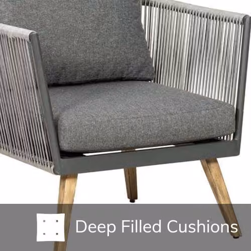 Primrose Living 4 Seater Rattan Garden Furniture Set with Coffee Table and Upholstered Cushions in Beige or Grey – 5