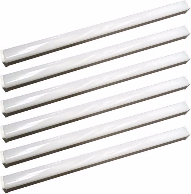 First Choice Lighting Set of 6 White LED Batten Strip Lights, Cool White, 40W