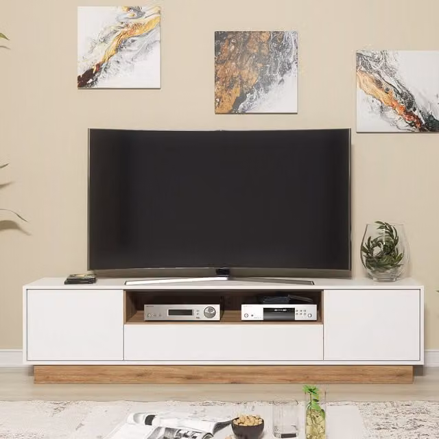 Creative Furniture Loft TV Unit, White and Oak, Width: 200 cm