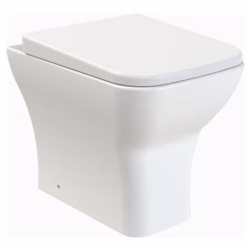 nuie NCG406 Ava Modern White Ceramic Back to Wall Pan and Soft Close Seat, W: 41.0 cm, D: 36.5 cm, H: 50.0 cm