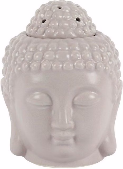 KDMD Small Grey Ceramic Buddha Head Oil Burner and Tealight Holder