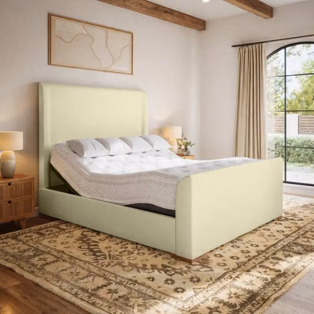 Paradise Beds Ltd Ortho Lift Electric Adjustable Bed Set with Mattress and Headboard in Beige, King Size (W/D: 180 x 200 cm)