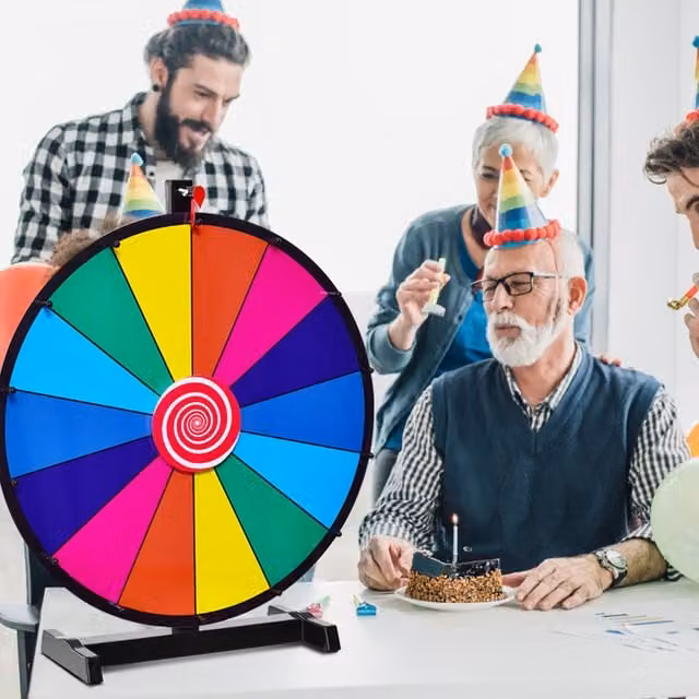 Costway Tabletop Spinning Prize Wheel, Black and Multicolour, Diameter: 60 cm