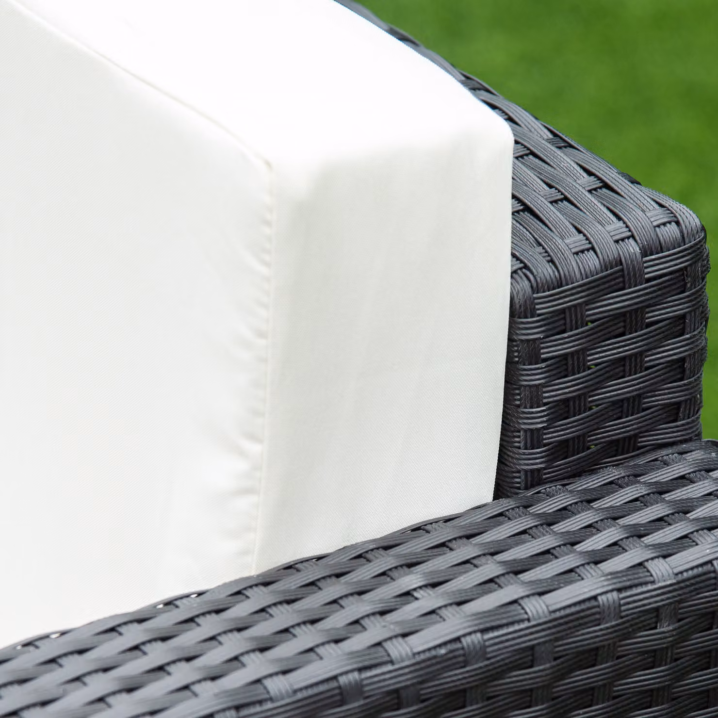 Outsunny 4-Seater Rattan Garden Sofa Set in Black with Powder Coated Steel Frame and Removable Fabric Cushions – 7