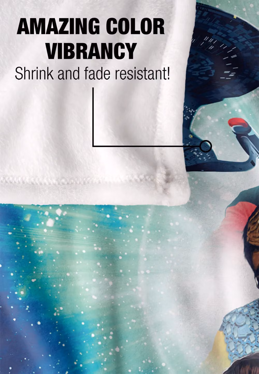Trevco Star Trek 30 Crew Super Soft Fleece Throw Blanket, White, W/D/H: 152 x 127 cm – 5