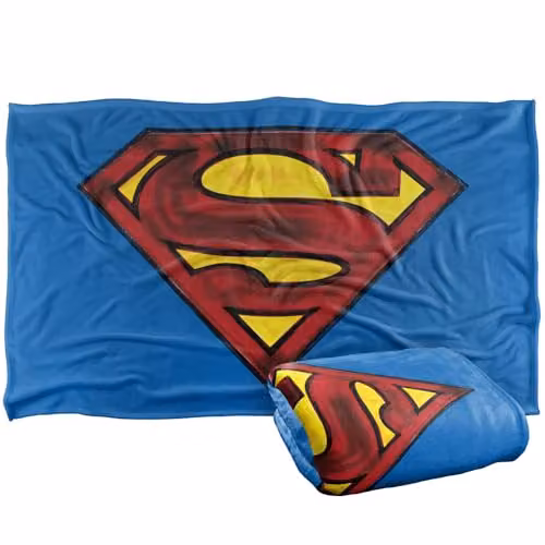 Warner Bros. Superman Charcoal Shield Super Soft Fleece Throw Blanket in Grey and Blue