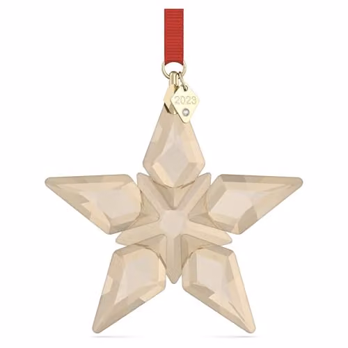 Swarovski Gold and Red Abstract Star Christmas Ornament Tree Topper Pendant