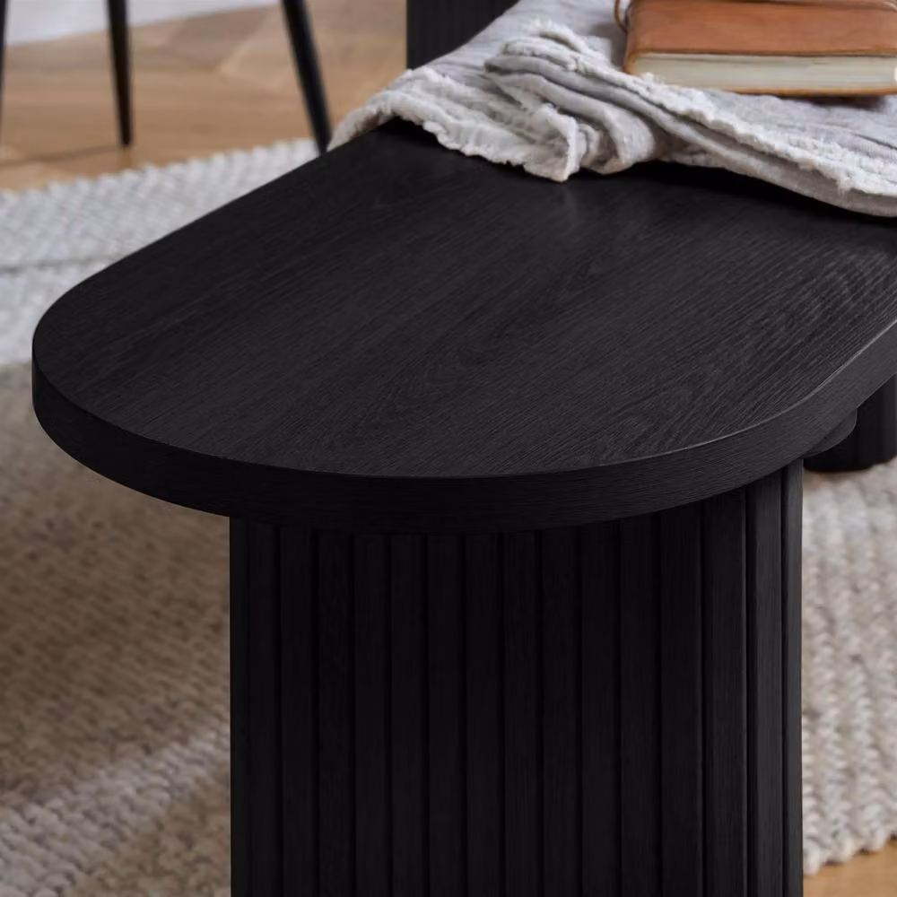 Birlea Axel Oval Fluted Dining Table and 2 Benches in Matt Black – 4