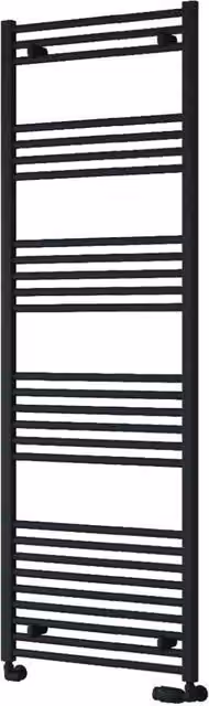 Bathroom Kingdom Capo Black Straight Heated Towel Rail, W: 60 cm, H: 180 cm