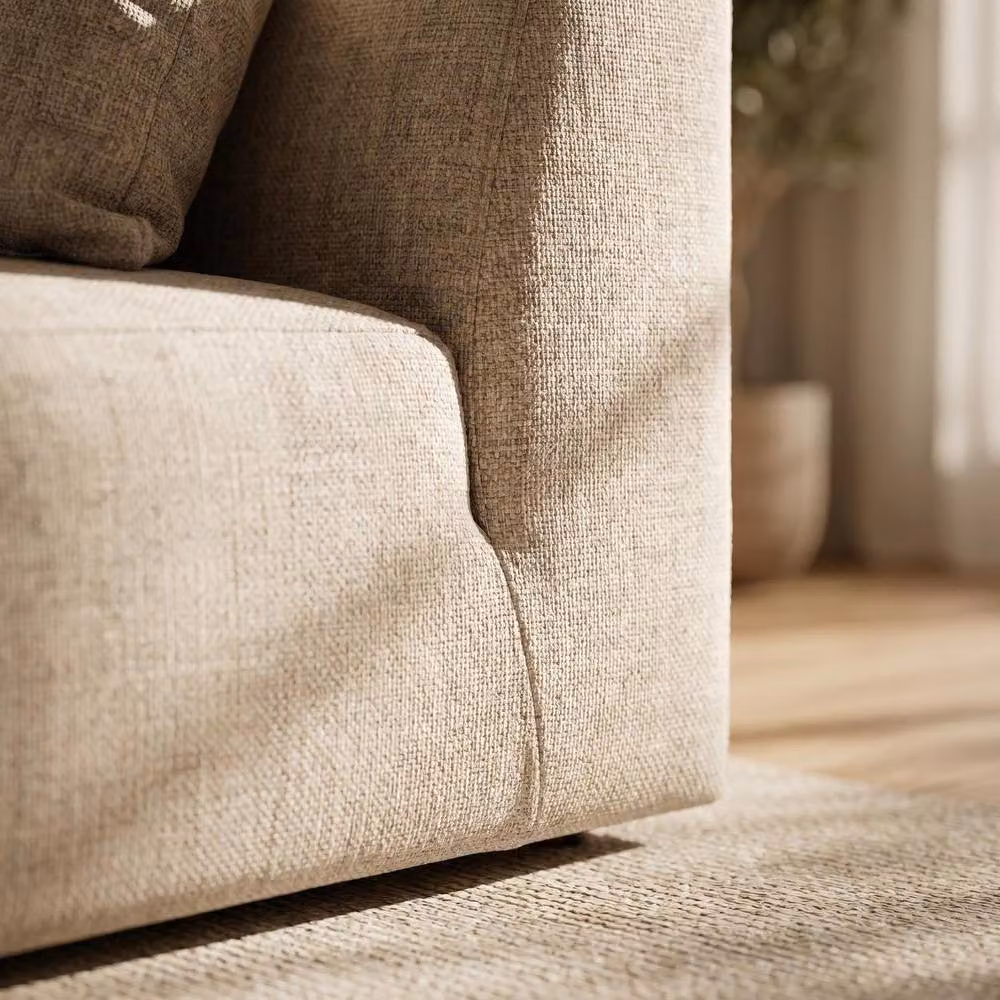 Abakus Direct Tokyo Right Corner Seat in Grey and Beige Brushed Tweed Fabric with Deep Seat – 2