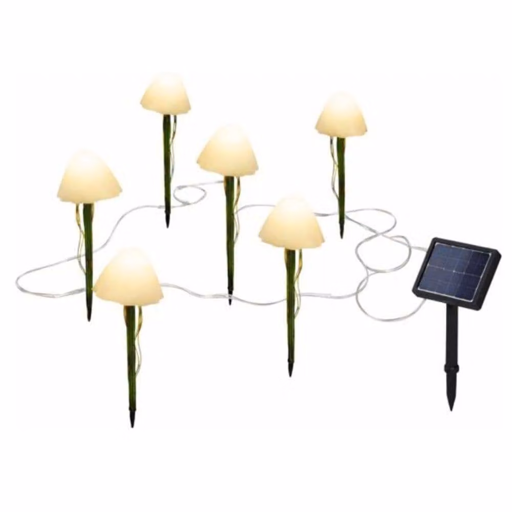 Marco Paul 6pc Solar Mushroom Stake Lights in Multicolour and White with Dusk Sensor – 2