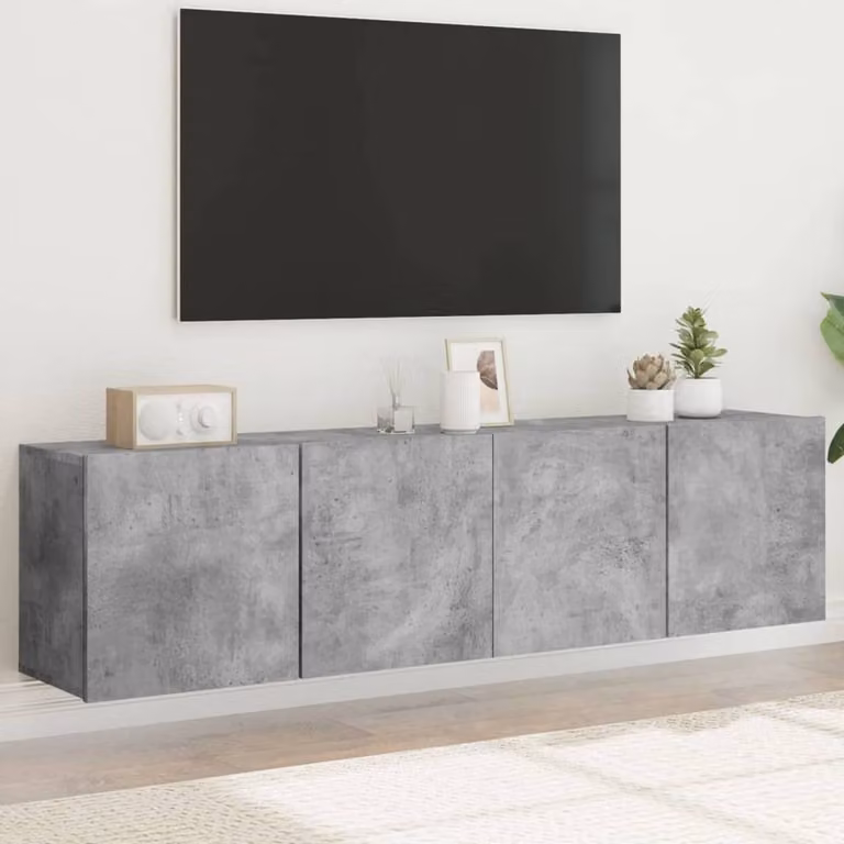 Berkfield Home Wall-mounted TV Cabinets, 2 Pieces, Concrete Grey, W: 80 cm, D: 30 cm, H: 41 cm