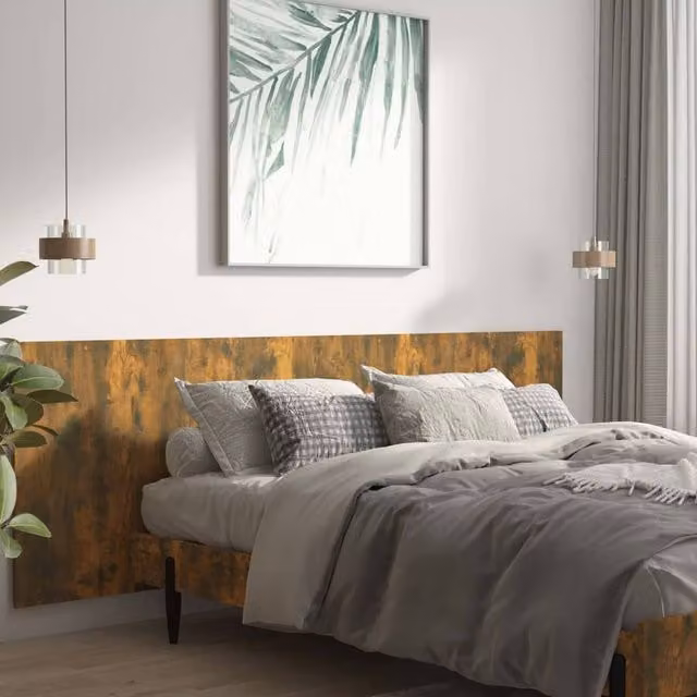 Berkfield Home Wall Headboard in Smoked Oak Brown, W: 240 cm, D: 1.5 cm, H: 80 cm