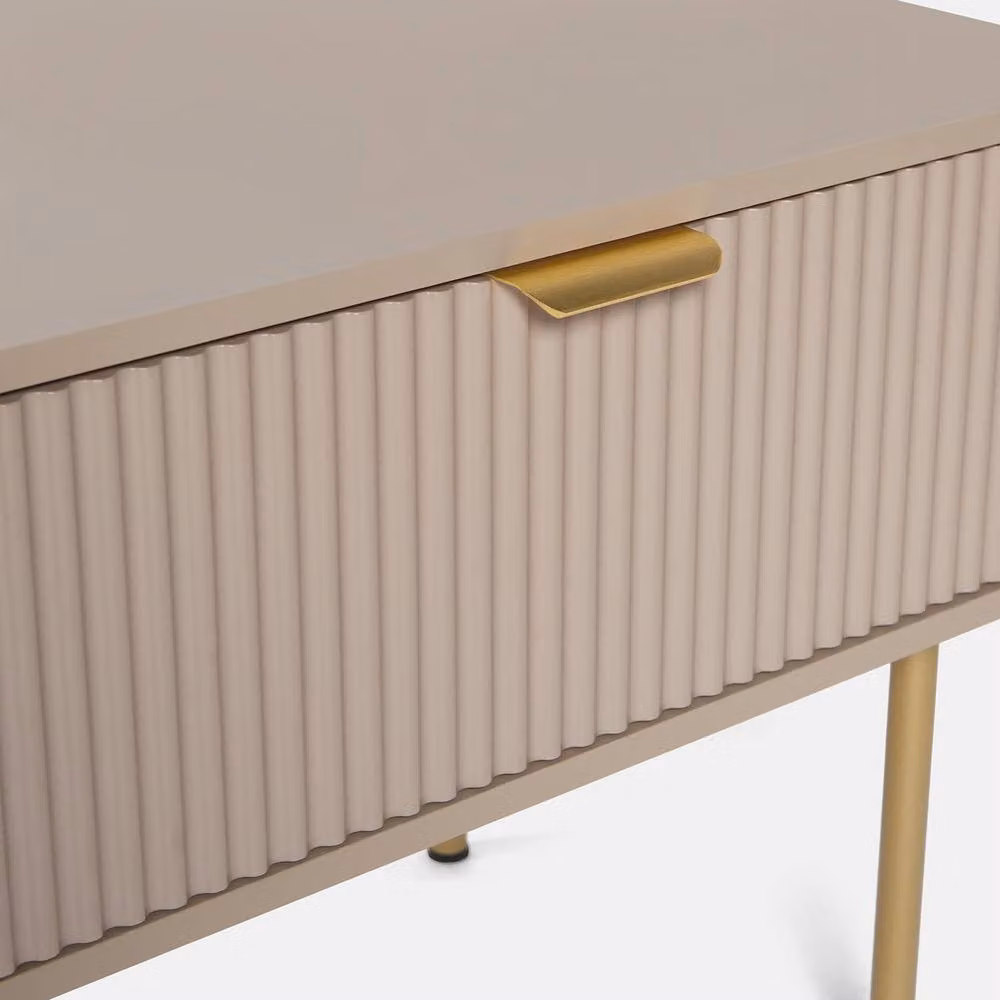 OHS Ribbed Coffee Table with Drawer and Shelf in Sand/Beige Engineered Wood – 4