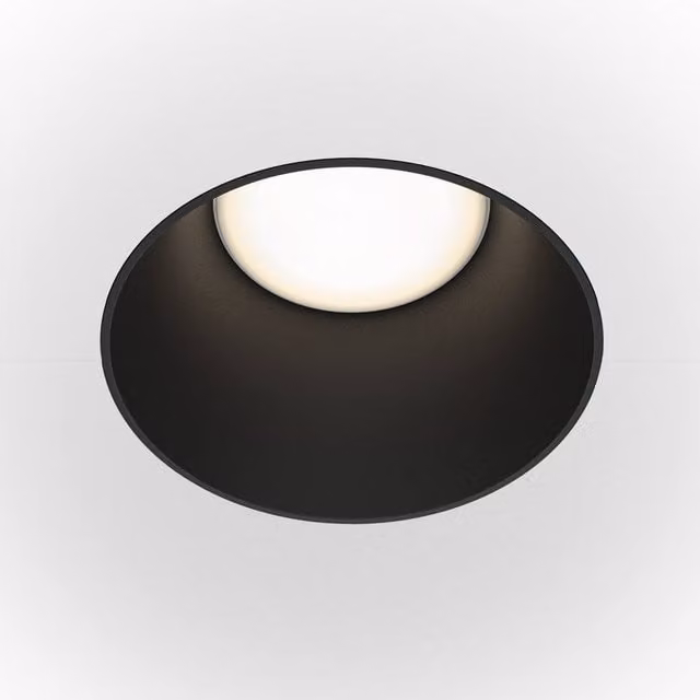 Maytoni Share Round Recessed Downlight, Black, Adjustable GU10 Metal Fitting