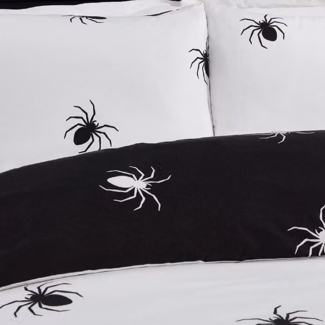 Rapport Home Reversible Black Spider Microfibre Duvet Cover Set, Multicolour, W/D/H: 180 x 200 cm