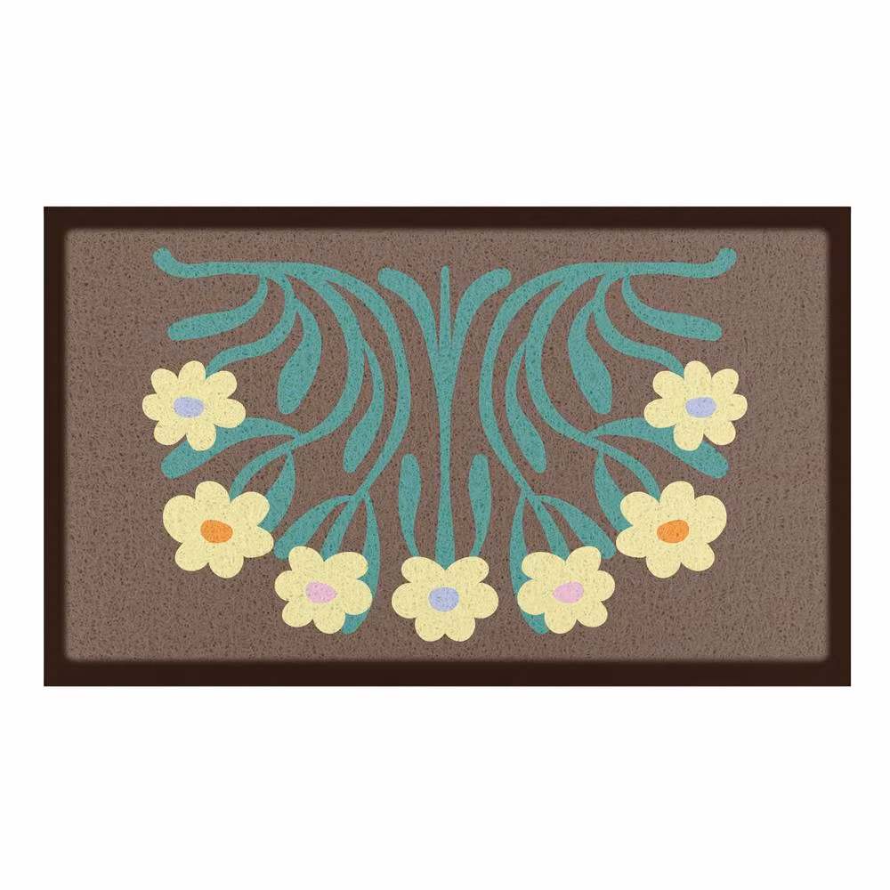 Artsy Mats Elizabeth Olwen Yellow Flowers Indoor/Outdoor Doormat, Brown and Yellow, W: 90 cm, D: 60 cm – 2