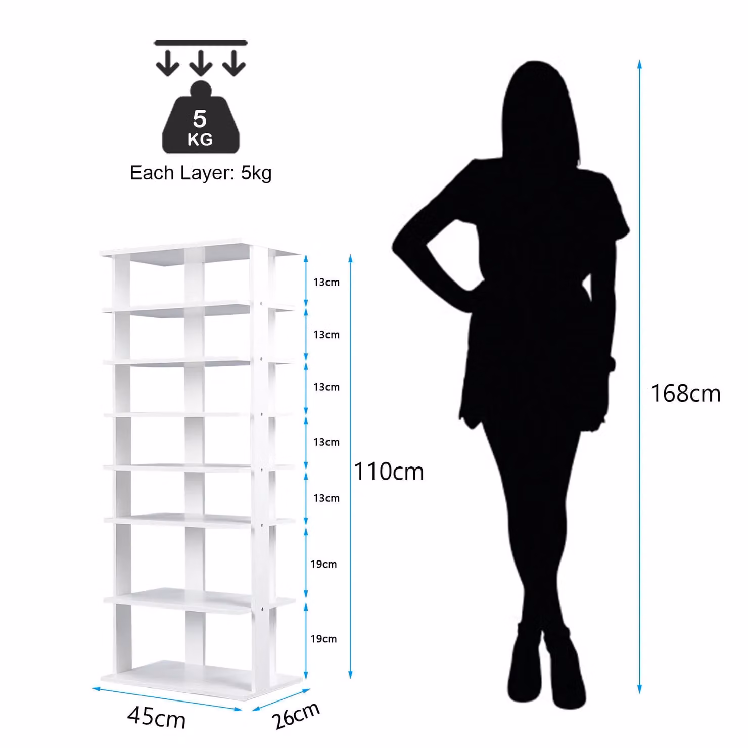 Costway 7-Tier Double Corner Shoe Rack and Vertical Display Shelf in White – 2
