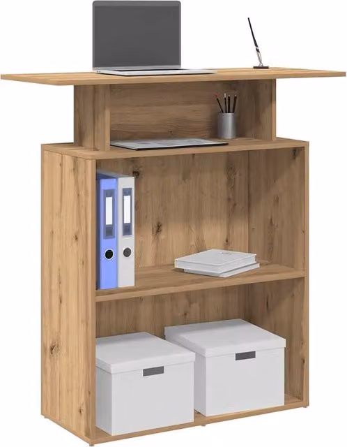 Berkfield Home Artisan Oak Reception Desk in Brown, W/D/H: 100 x 40 x 104 cm
