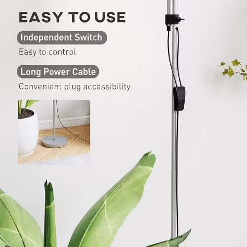 HOMCOM LED Floor Lamp in Silver with Adjustable CCT and Included Bulb – 4