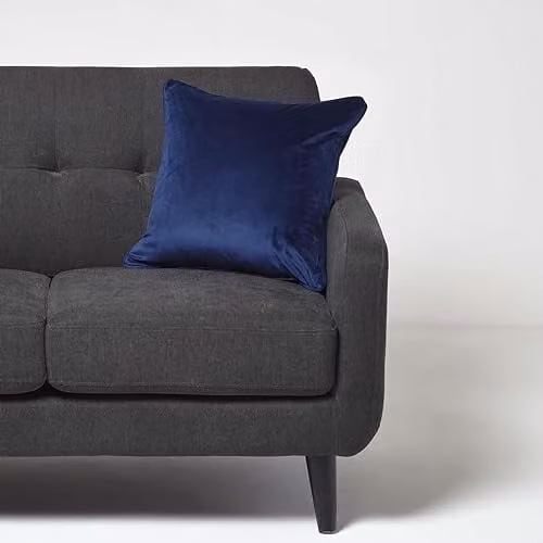 Homescapes Navy Blue Velvet Scatter Cushion with Microfibre Insert, 46 x 46 cm – 2