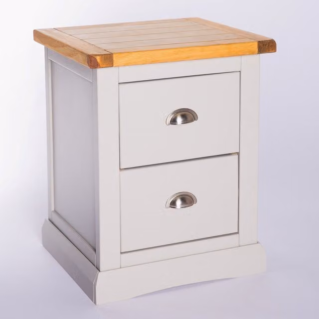 Cabinet Bits Loreo 2 Drawer Bedside Cabinet in Grey Wood