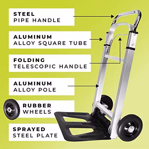 WMR Heavy Duty Aluminium Folding Hand Truck Trolley in Silver, 90kg Max Load Capacity – 2