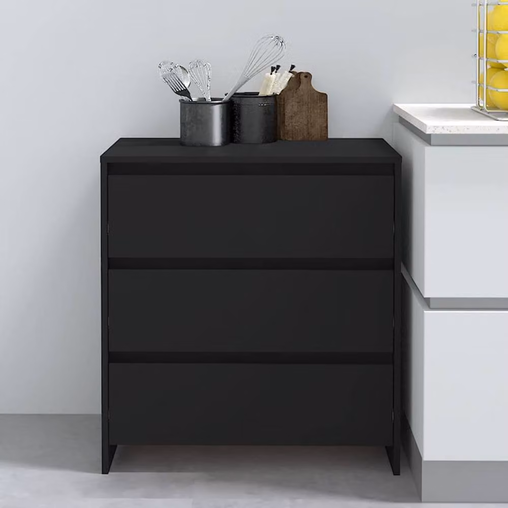 Berkfield Home Black Matt Minimalist Sideboard in MDF, W/D/H: 70 x 41 x 75 cm – 2