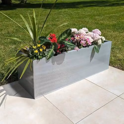 Tulipy Galvanised Steel Trough Planter, Silver, L100 x W40 x H40 cm – 9
