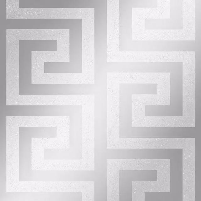 I Love Wallpaper London Greek Key Geometric Wallpaper Sample in Silver