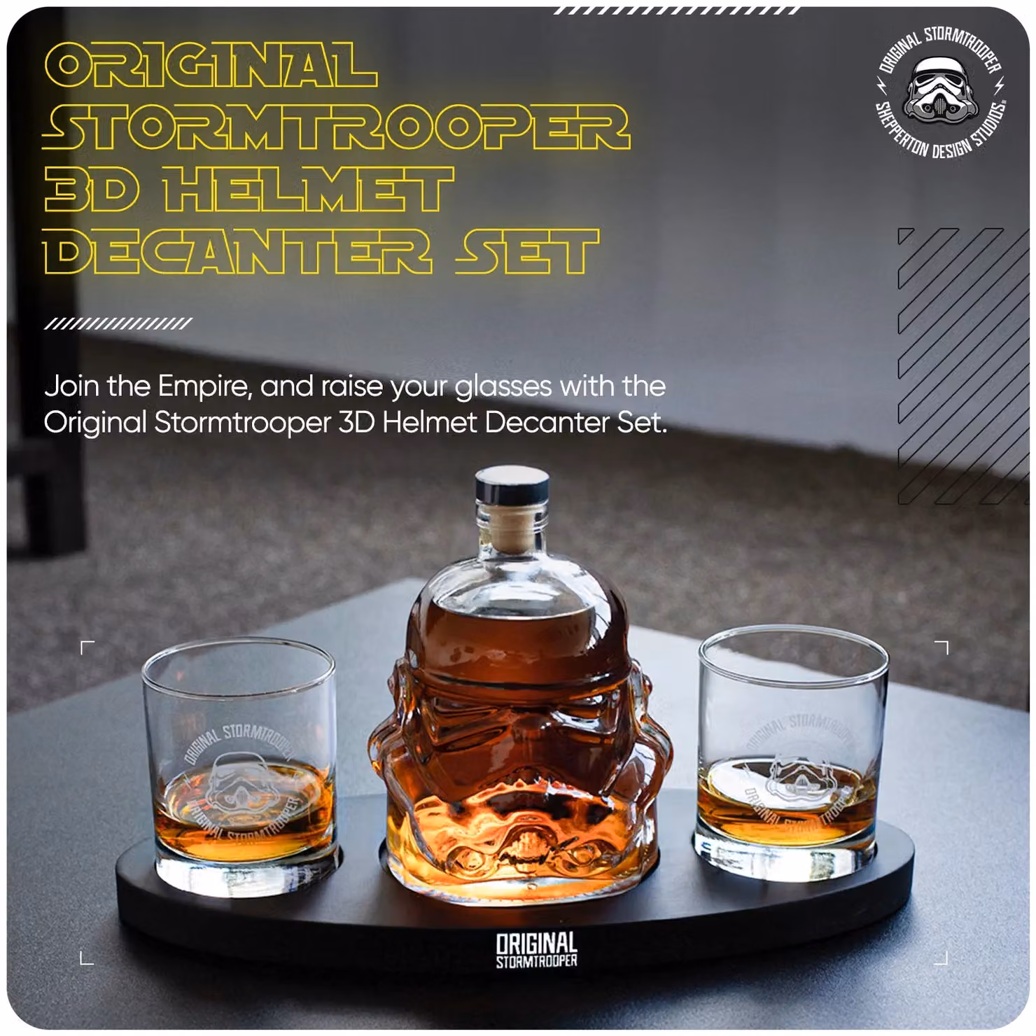 Thumbs Up Original Stormtrooper 3D Helmet Decanter Set with 2 Glasses, Clear and Black, 750ml Decanter and 2 x 300ml Glasses – 2