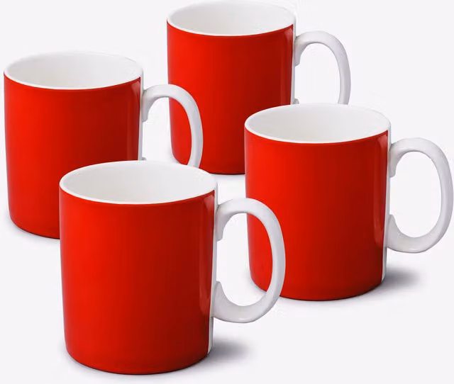 WM Bartleet & Sons 1750 Set of 4 Red and White Dotted Porcelain Mugs, 568 ml – 7