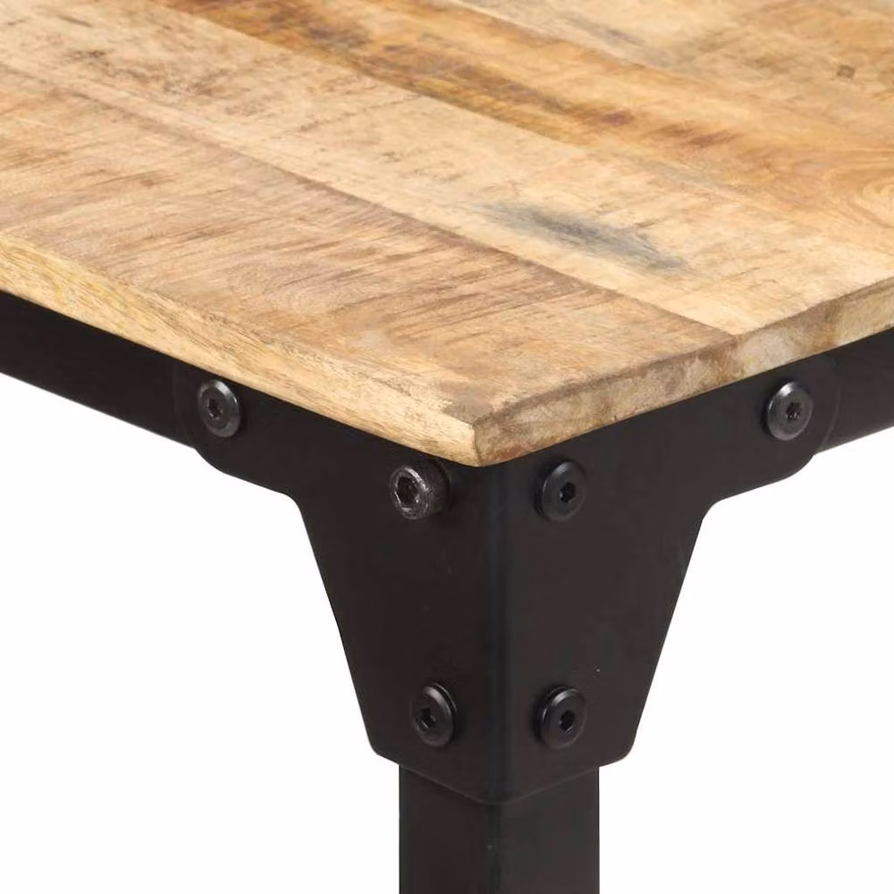 Berkfield Home Rustic Rectangular Mango Wood Dining Table in Brown, W/D/H: 180 x 90 x 76 cm – 2