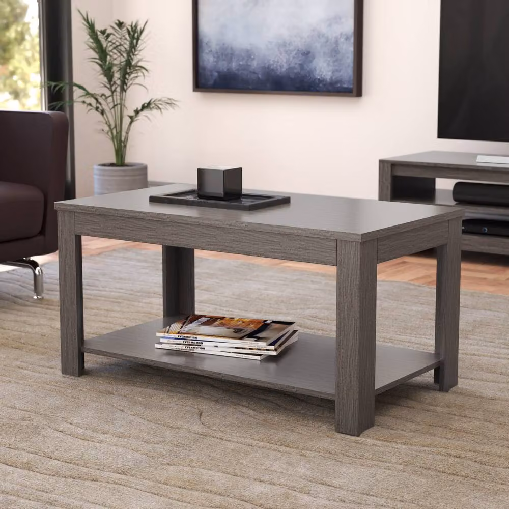 AVF Calibre Grey Minimalist Rectangular Coffee Table W: 90 cm, D: 50 cm – 3