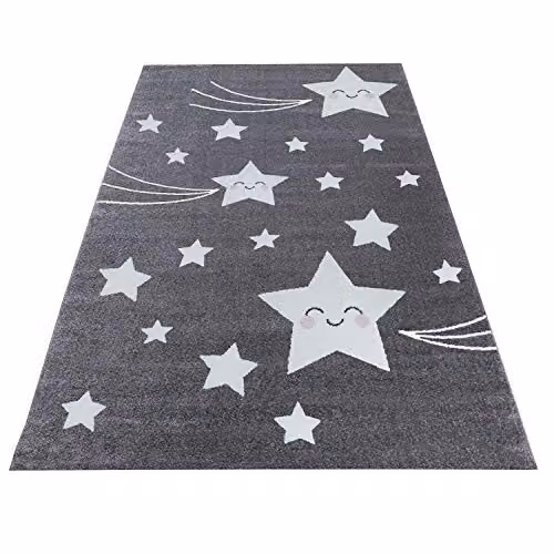 Bravich Grey Stars Kids Rug, W: 160 cm, D: 230 cm, OEKO-TEX Tested Anti-Allergic Childrens Play Mat for Bedroom and Nursery – 2