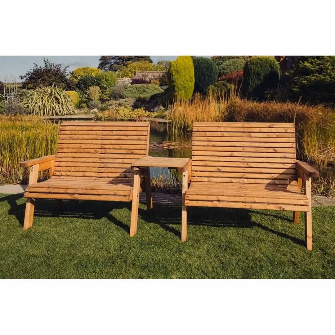 Churnet Valley Garden Furniture Ltd Valley 4 Seat Garden Furniture Set with Straight Tray in Brown Timber – 2