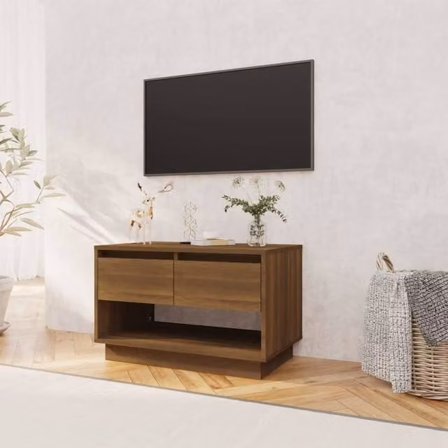Berkfield Home Modern Brown Oak TV Cabinet in Engineered Wood W/D/H: 70 x 41 x 44 cm – 1
