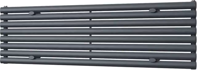 UK Radiators Omeara Axis Anthracite Elliptical Tube Horizontal Designer Radiator, W: 160 cm, H: 46.4 cm – 1