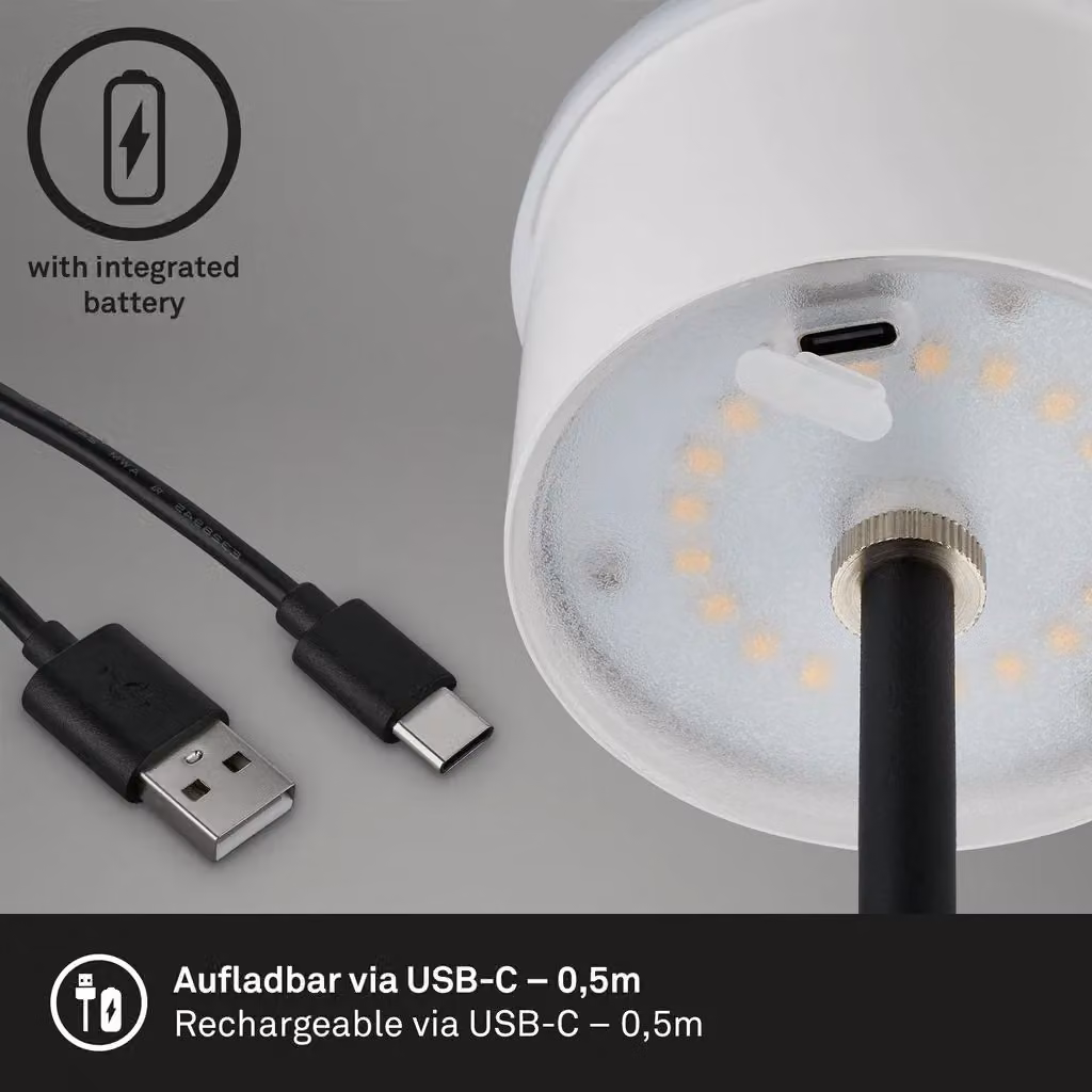 Briloner Black Rechargeable LED Table Lamp with Dimmable Warm White Light and Height Adjustment – 5