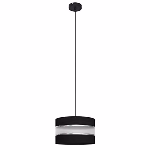 Netlighting Helen Cylindrical Pendant Ceiling Light in Black and Silver, Diameter: 25 cm